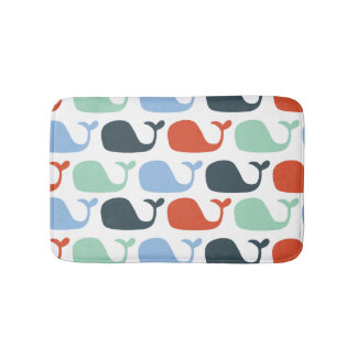 Nautical Ocean Whales Bath Mat