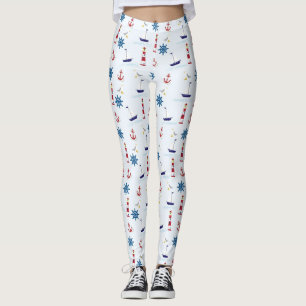 Nautical Oceanic Anchors and Lighthouses Leggings