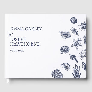 Nautical Oceanic classic navy blue Wedding Guest Book