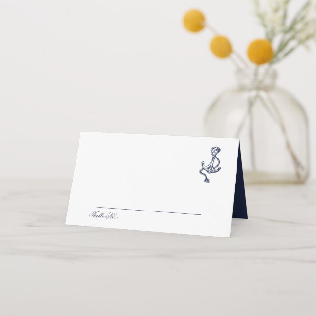 Nautical Oceanic classic navy Wedding Place Card (Front)