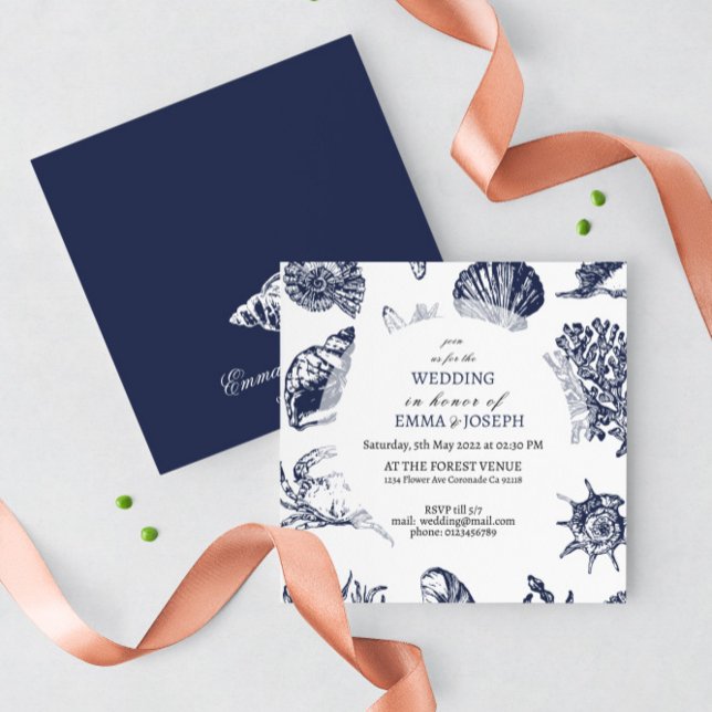 Nautical Oceanic dark navy Wedding Invitation (Creator Uploaded)