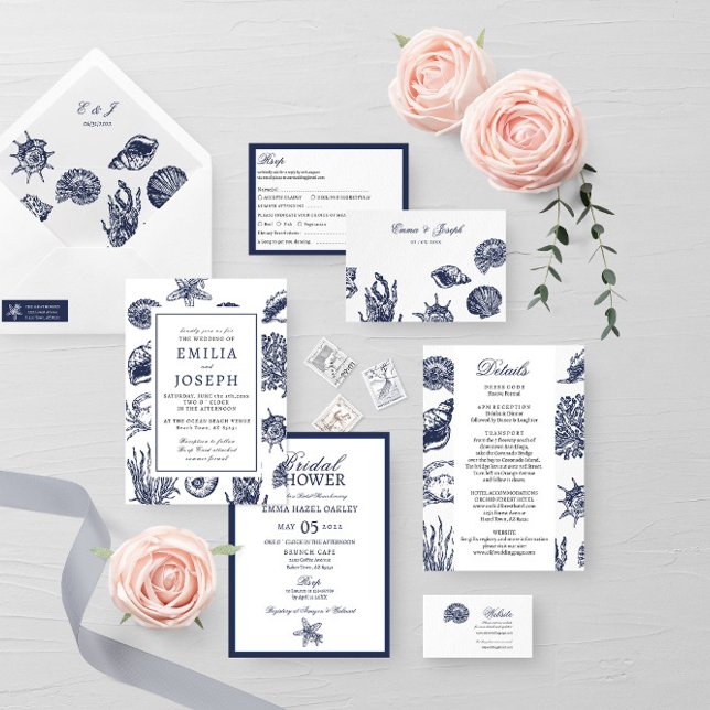 Nautical Oceanic modern  Wedding Details Enclosure (Creator Uploaded)