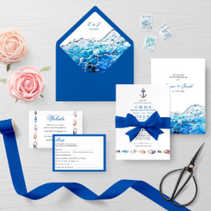 Nautical Oceanic modern Wedding Rsvp Card