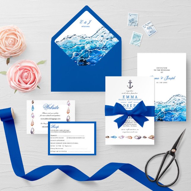 Nautical Oceanic modern Wedding Rsvp Card (Creator Uploaded)
