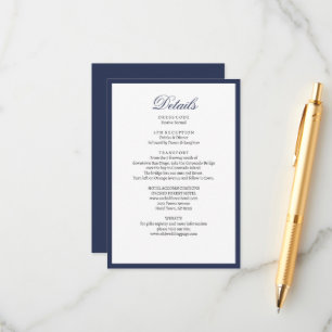 Nautical Oceanic navy Wedding Details Enclosure Card