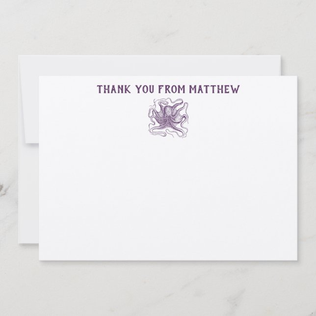 Nautical Octopus Personalised Flat Panel Thank You (Front)