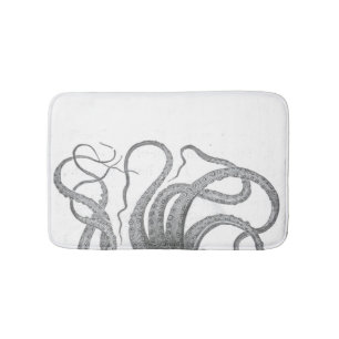 Nautical octopus tentacles vintage kraken steampun bath mat