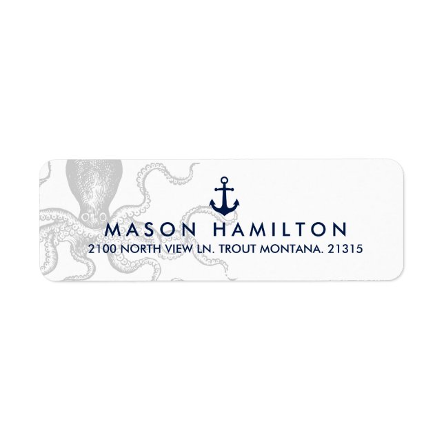 Nautical Octopus with Anchor | Return Address (Front)