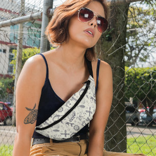 Nautical Old Sailor Tattoos Patterned Bum Bags