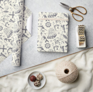 Nautical Old Sailor Tattoos Patterned Wrapping Paper