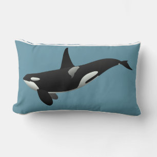 Nautical Orca Killer Whale Blue Black White Lumbar Cushion