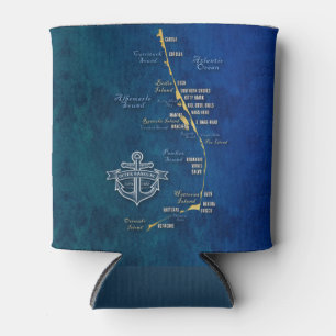 Nautical Outer Banks Map Can Cooler
