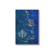 Nautical Outer Banks Map Canvas Print