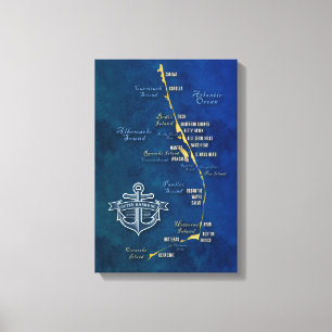 Nautical Outer Banks Map Canvas Print