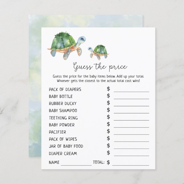 Nautical Party games | Price Guess Game (Front/Back)