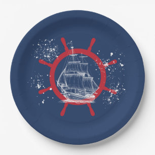 Nautical Party Sailboat Blue Paper Plate