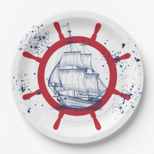 Nautical Party Sailboat Paper Plate