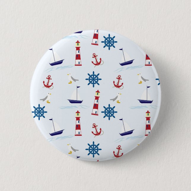 Nautical Pattern 6 Cm Round Badge (Front)