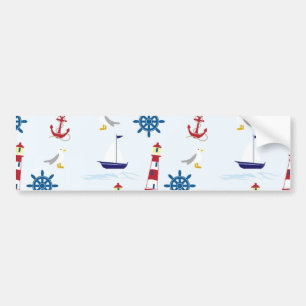 Nautical Pattern Bumper Sticker