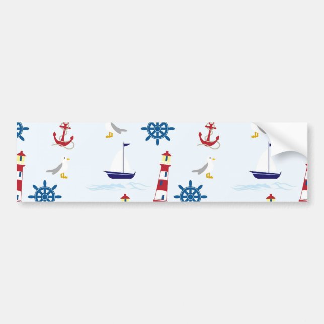 Nautical Pattern Bumper Sticker (Front)