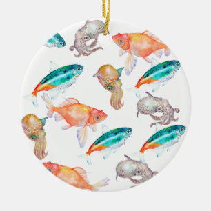 Nautical pattern ceramic tree decoration
