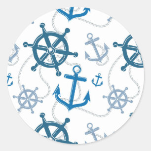 Nautical pattern classic round sticker