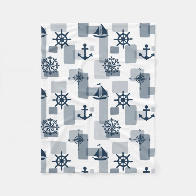Nautical pattern fleece blanket (Front)