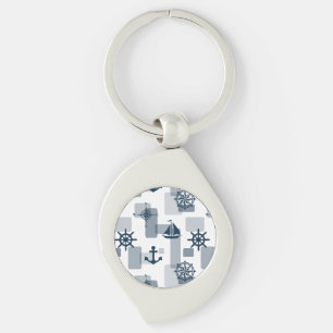 Nautical pattern key ring