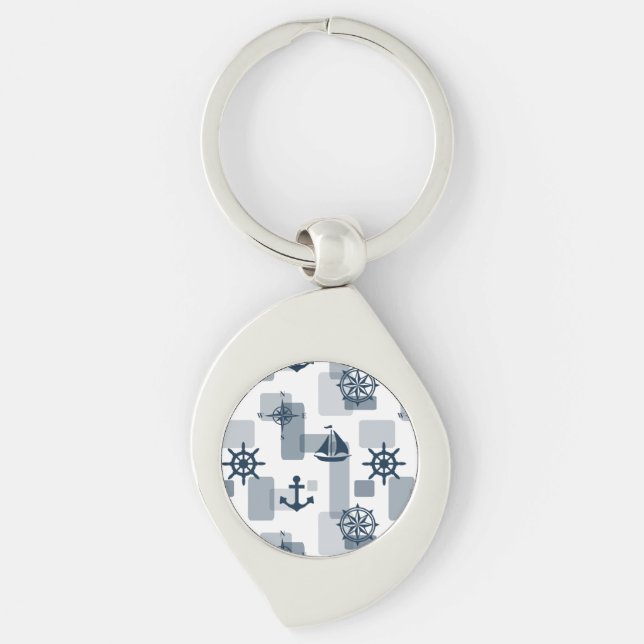 Nautical pattern key ring (Front)