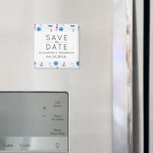 Nautical Pattern, Marine Pattern, Save The Date Magnet
