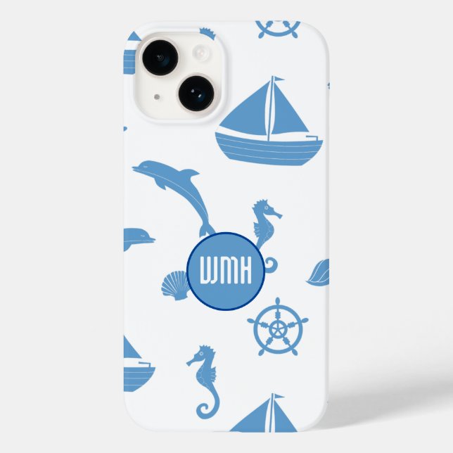 Nautical Pattern Monogram  Case-Mate iPhone Case (Back)