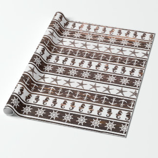Nautical pattern on wood wrapping paper