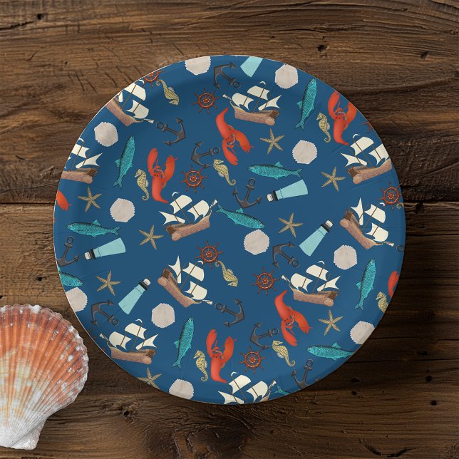 Nautical Pattern Paper Plate (Creator Uploaded)