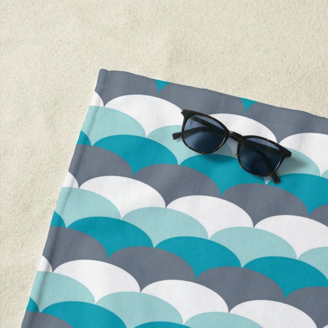 Nautical Pattern Seashells Beach Towel (In Situ)