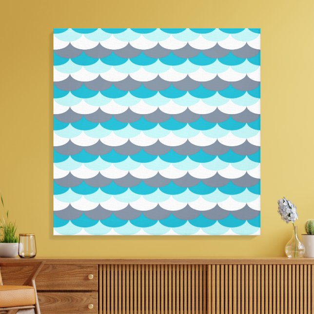 Nautical Pattern Seashells Canvas Print (Insitu(LivingRoom))