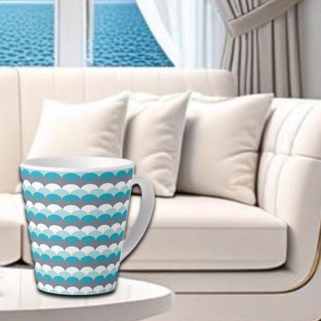 Nautical Pattern Seashells Latte Mug (Creator Uploaded)