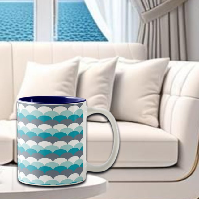 Nautical Pattern Seashells Two-Tone Coffee Mug (Creator Uploaded)