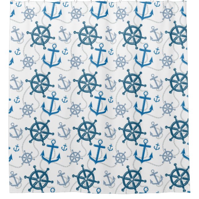 Nautical pattern shower curtain (Front)