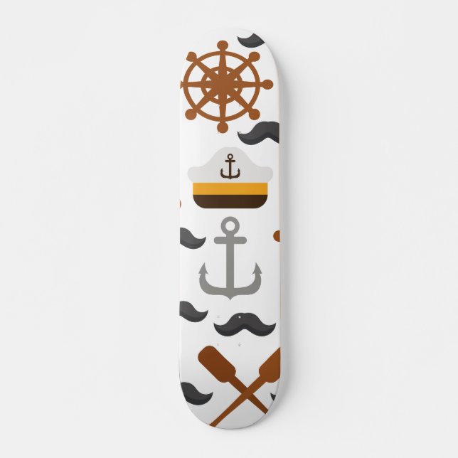 Nautical Pattern Skateboard (Front)