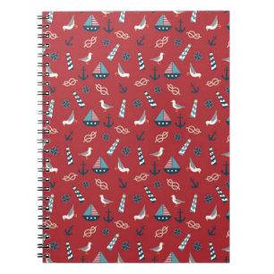 Nautical Pattern Spiral Notebook