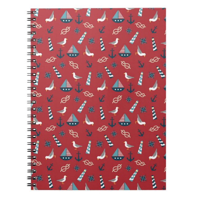 Nautical Pattern Spiral Notebook (Front)