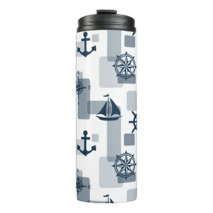 Nautical pattern thermal tumbler