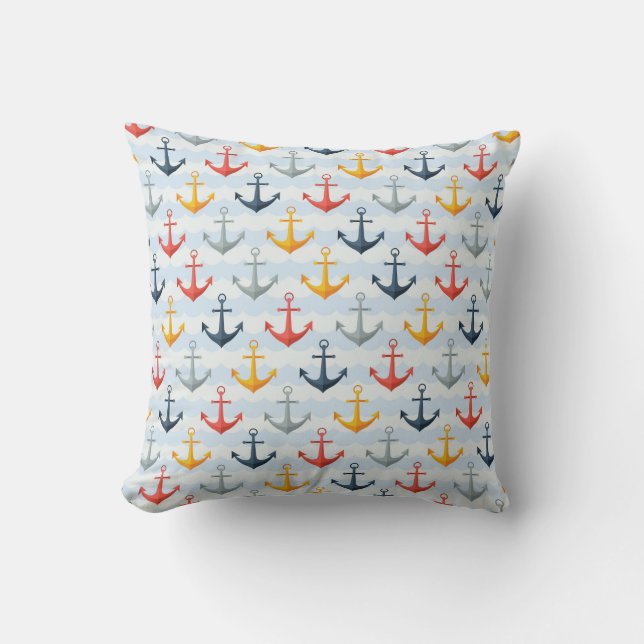 Nautical Pattern with Anchors Cushion (Front)