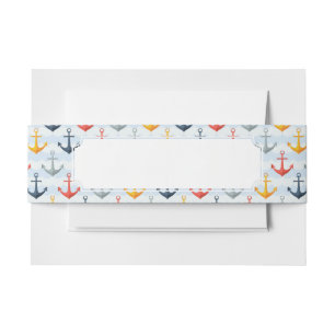 Nautical Pattern with Anchors Invitation Belly Band
