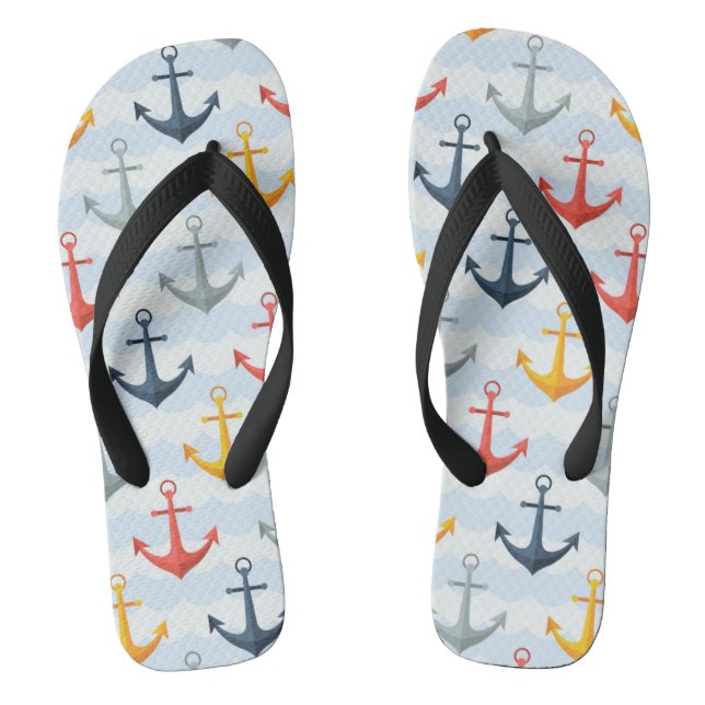 Nautical Pattern with Anchors Jandals (Footbed)