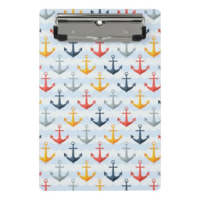 Nautical Pattern with Anchors Mini Clipboard (Front)