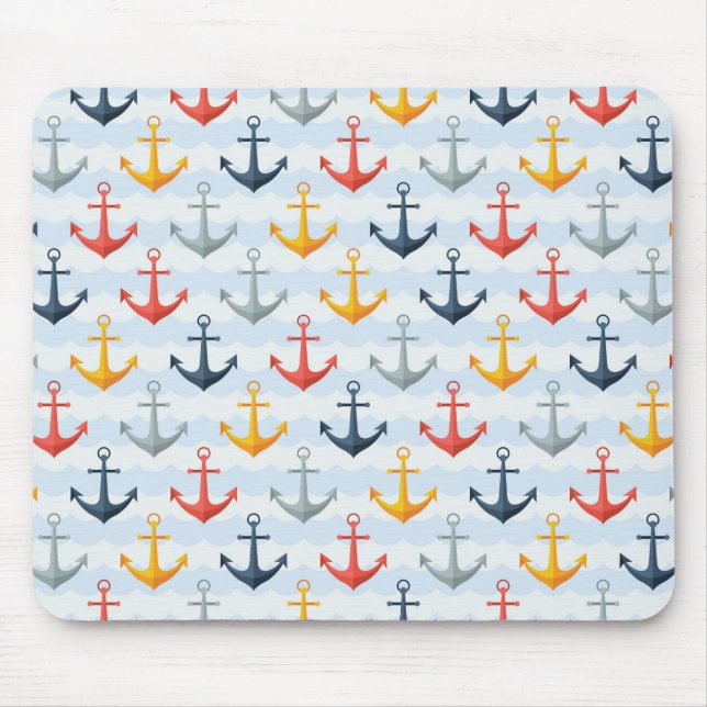 Nautical Pattern with Anchors Mouse Pad (Front)