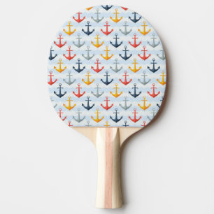 Nautical Pattern with Anchors Ping Pong Paddle