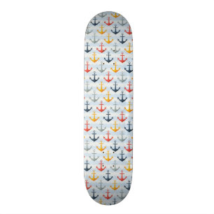 Nautical Pattern with Anchors Skateboard