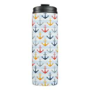 Nautical Pattern with Anchors Thermal Tumbler